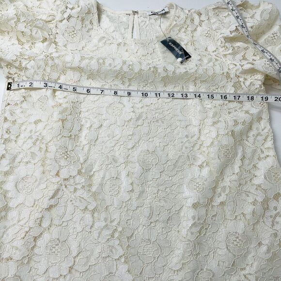 Express Lace Puff Sleeve Prairie Blouse Small Oversized Small New With Tags Lace - Picture 16 of 16
